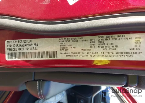 2023 Jeep Grand Cherokee L Laredo 4X4 from USA, damaged, VIN 1C4RJKAGXP8881264